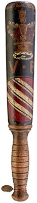 Lot 682 - A VICTORIAN PAINTED WOOD TRUNCHEON RELATING TO THE PARISH OF MANCHESTER