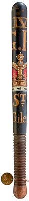 Lot 681 - A SMALL GEORGE IV PAINTED WOOD TRUNCHEON OR TIPSTAFF