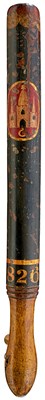 Lot 735 - A GEORGE III PAINTED AND WEIGHTED WOOD TRUNCHEON