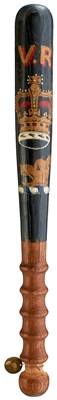 Lot 694 - OF YORKSHIRE INTEREST: TWO VICTORIAN PAINTED WOOD TRUNCHEONS