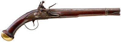 Lot 331 - A SCARCE 22-BORE JAMES II PATTERN FLINTLOCK MILITARY HOLSTER PISTOL