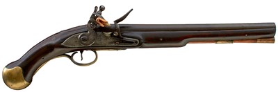 Lot 334 - AN 18TH CENTURY .600 CALIBRE FLINTLOCK LONG SEA SERVICE PISTOL