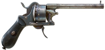 Lot 423 - A SCARCE 9MM TWELVE-SHOT PINFIRE REVOLVER OF LEFAUCHEUX TYPE