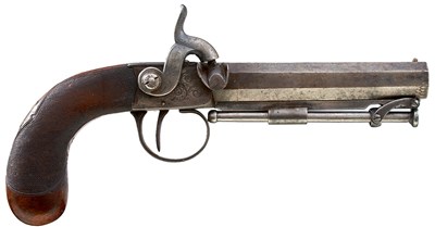 Lot 394 - A 50-BORE PERCUSSION BOXLOCK POCKET PISTOL