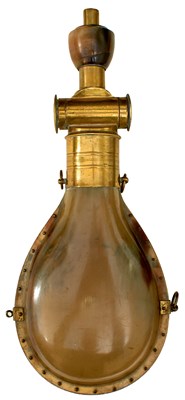 Lot 521 - A 19TH CENTURY FRENCH POWDER FLASK OF BOSCHE FORM