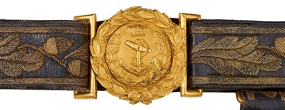 Lot 188 - A GOOD VICTORIAN NAVAL FLAG OFFICER OR ADMIRAL'S SWORD BELT