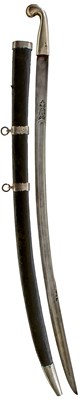 Lot 501 - A 19TH CENTURY TURKISH OTTOMAN SILVER HILTED SHASQUA OR SWORD