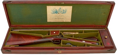 Lot 307 - A CASED 12-BORE SINGLE BARRELLED PERCUSSION SPORTING GUN BY JAMES PURDEY