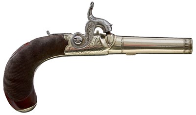 Lot 395 - A GOOD 86-BORE PERCUSSION PAKTONG SIDE-HAMMER TRAVELLING PISTOL