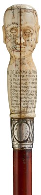 Lot 891 - A SCARCE PHRENOLOGY BONE TOPPED WALKING STICK
