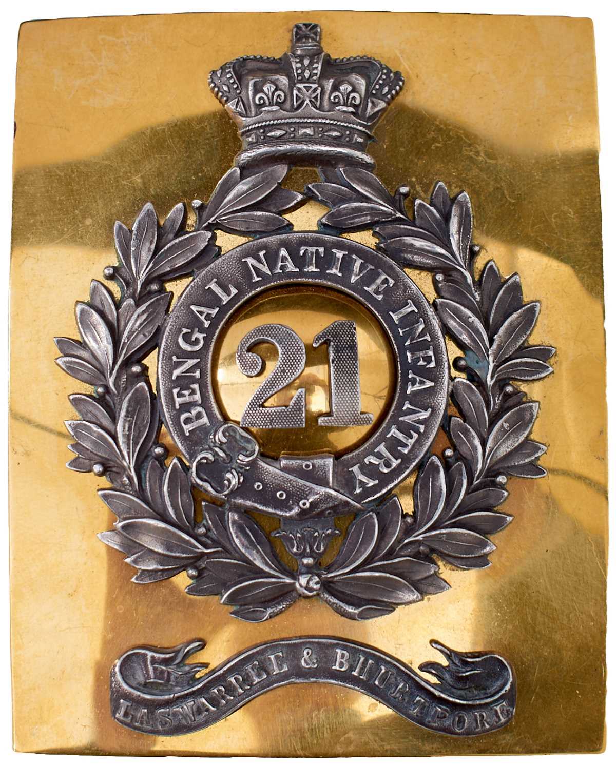 Lot 733 - AN OFFICER'S SHOULDER BELT PLATE TO THE 21ST BENGAL NATIVE INFANTRY