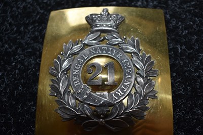 Lot 733 - AN OFFICER'S SHOULDER BELT PLATE TO THE 21ST BENGAL NATIVE INFANTRY