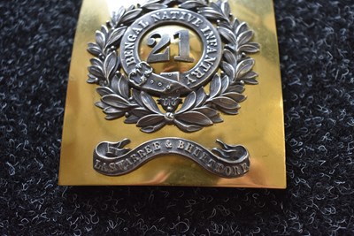 Lot 733 - AN OFFICER'S SHOULDER BELT PLATE TO THE 21ST BENGAL NATIVE INFANTRY