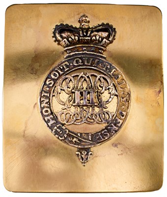 Lot 729 - A WATERLOO PERIOD OFFICER'S SHOULDER BELT PLATE TO THE 1ST REGIMENT OF FOOT (GRENADIER GUARDS)