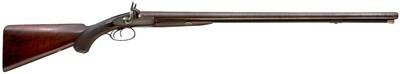 Lot 317 - A 12-BORE DOUBLE BARRELLED PERCUSSION SPORTING GUN BY CHARLES LANCASTER
