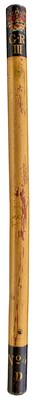 Lot 878 - A GEORGE III PAINTED WOOD STAFF OR TRUNCHEON