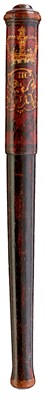 Lot 877 - A GEORGE III PAINTED WOOD TIPSTAFF