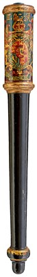 Lot 868 - A GEORGE III PAINTED WOOD TRUNCHEON