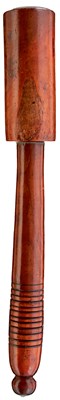Lot 873 - A 19TH CENTURY TURNED YEW TRUNCHEON