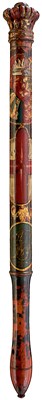 Lot 870 - A GEORGIAN PAINTED WOOD CROWN TOP TRUNCHEON