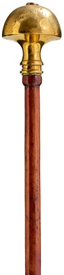 Lot 865 - A GEORGE III BRASS TOPPED CEREMONIAL STAFF OF OFFICE FOR THE FAITHFUL FRIENDS SOCIETY