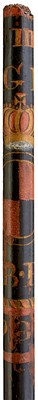 Lot 866 - A GEORGE III PAINTED WOOD LONG STAFF