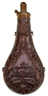 Lot 524 - A GOOD LARGE SIZED DIXON POWDER FLASK