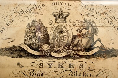 Lot 553 - A LARGE SIZED GUNMAKER'S TRADE LABEL FOR SYKES