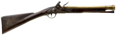 Lot 184 - A RARE LLOYDS OF LONDON FLINTLOCK BRASS BARRELLED BLUNDER BUSS BY JOVER