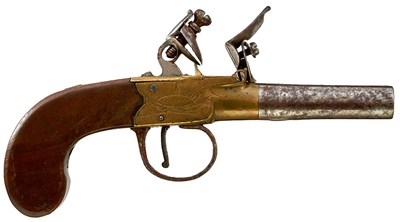 Lot 367 - A 54-BORE FLINTLOCK BOXLOCK POCKET PISTOL BY NOCK