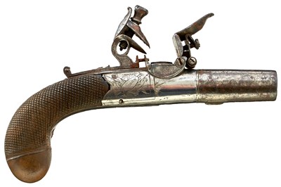 Lot 368 - A 54-BORE FLINTLOCK BOXLOCK POCKET PISTOL BY WOOLLEY DEAKIN, & CO