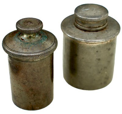 Lot 848 - TWO-SPORTING GUN PEWTER OIL BOTTLES
