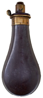 Lot 857 - A GUN-SIZED POWDER FLASK