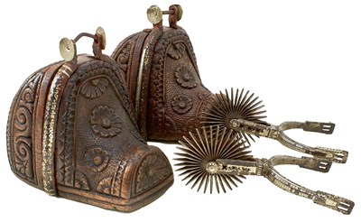 Lot 417 - A PAIR OF 19TH CENTURY CHILEAN GAUCHO OR COWBOY ROWEL SPURS