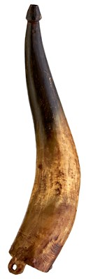 Lot 506 - AN EARLY 19TH CENTURY BRITISH POWDER HORN