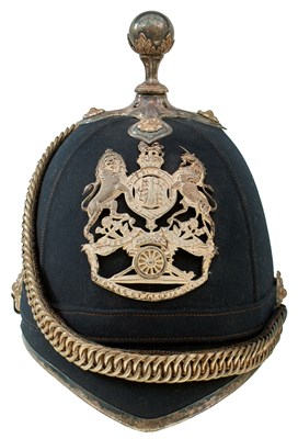 Lot 713 - A VOLUNTEER ARTILLERY OFFICER'S BLUE CLOTH HELMET