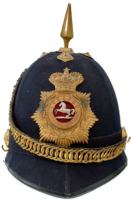 Lot 712 - A VICTORIAN LIVERPOOL REGIMENT TATTOO BLUE CLOTH HELMET