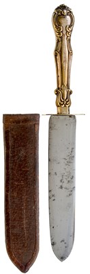 Lot 805 - A VICTORIAN CUTLERY HILTED BOWIE OR HUNTING KNIFE
