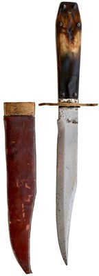 Lot 800 - A 19TH CENTURY AMERICAN COFFIN POMMEL FRONTIER MADE BOWIE KNIFE
