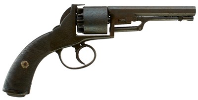 Lot 411 - A 100-BORE SIX-SHOT PERCUSSION WEBLEY BENTLEY TYPE OPEN FRAMED REVOLVER