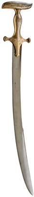 Lot 466 - AN EARLY 19TH CENTURY NORTH INDIAN ZAFAR TAKIEH OR CRUTCH SWORD