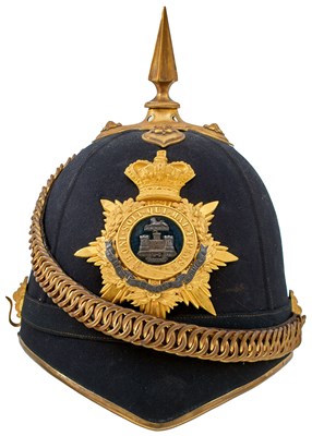 Lot 714 - AN OFFICER'S BLUE CLOTH HELMET OF THE ESSEX REGIMENT