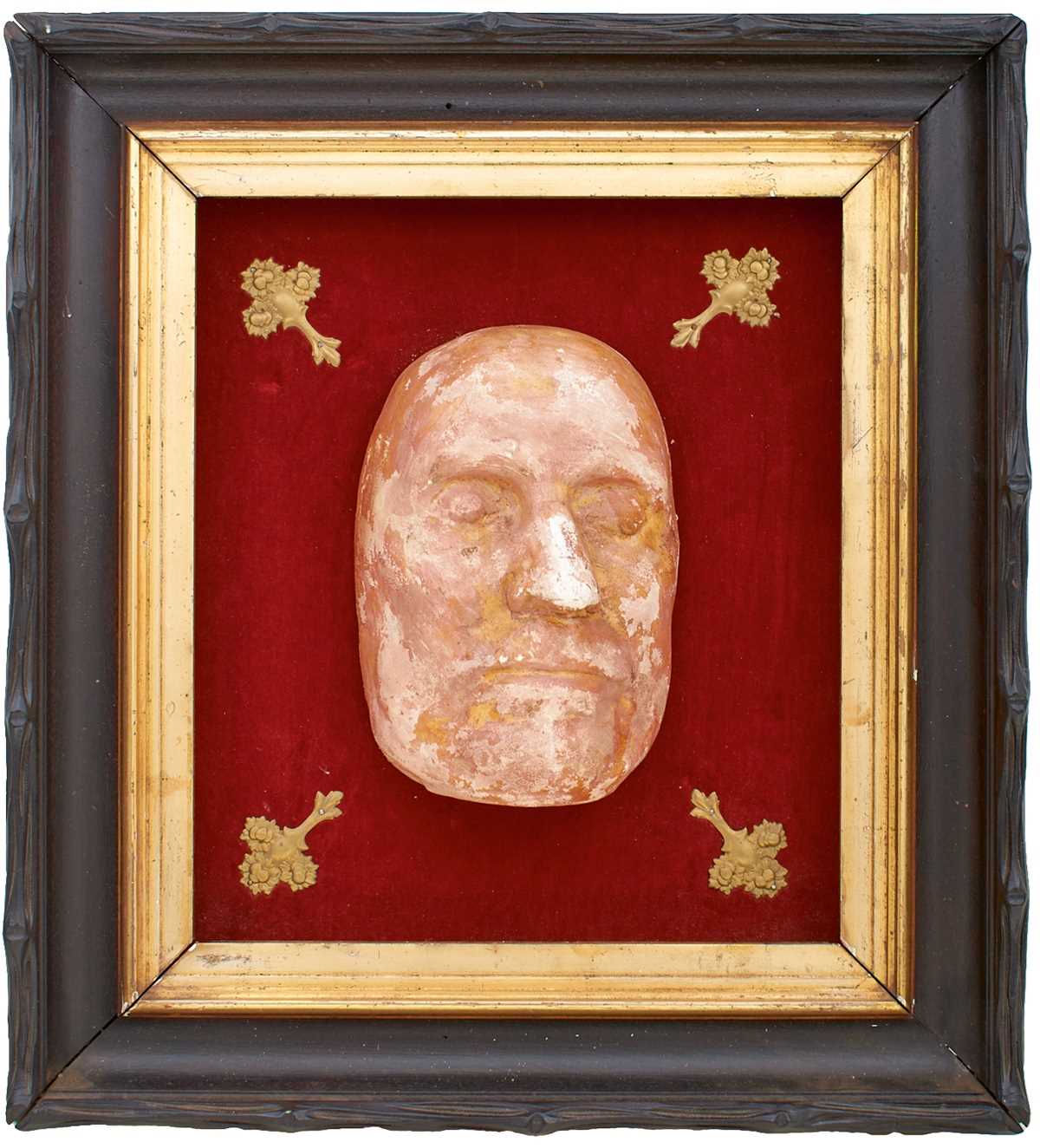 Lot 676 - A FRAMED DEATH MASK OF OLIVER CROMWELL