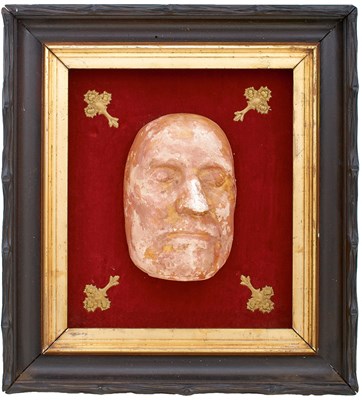 Lot 676 - A FRAMED DEATH MASK OF OLIVER CROMWELL
