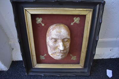 Lot 676 - A FRAMED DEATH MASK OF OLIVER CROMWELL