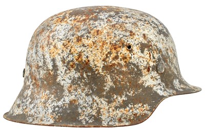 Lot 750 - A GERMAN THIRD REICH M1942 SNOW CAMOUFLAGED HELMET