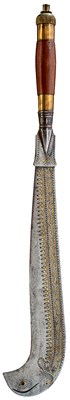 Lot 462 - AN 18TH/19TH CENTURY INDIAN RAM DAO OR SACRAFICIAL SWORD