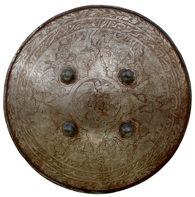 Lot 486 - A LATE 19TH OR EARLY 20TH CENTURY INDIAN DHAL OR SHIELD