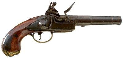 Lot 355 - A 40-BORE FLINTLOCK QUEEN ANNE TRAVELLING PISTOL BY COLUMBELL