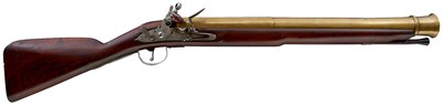 Lot 178 - A MASSIVE BRASS BARRELLED FLINTLOCK BLUNDERBUSS